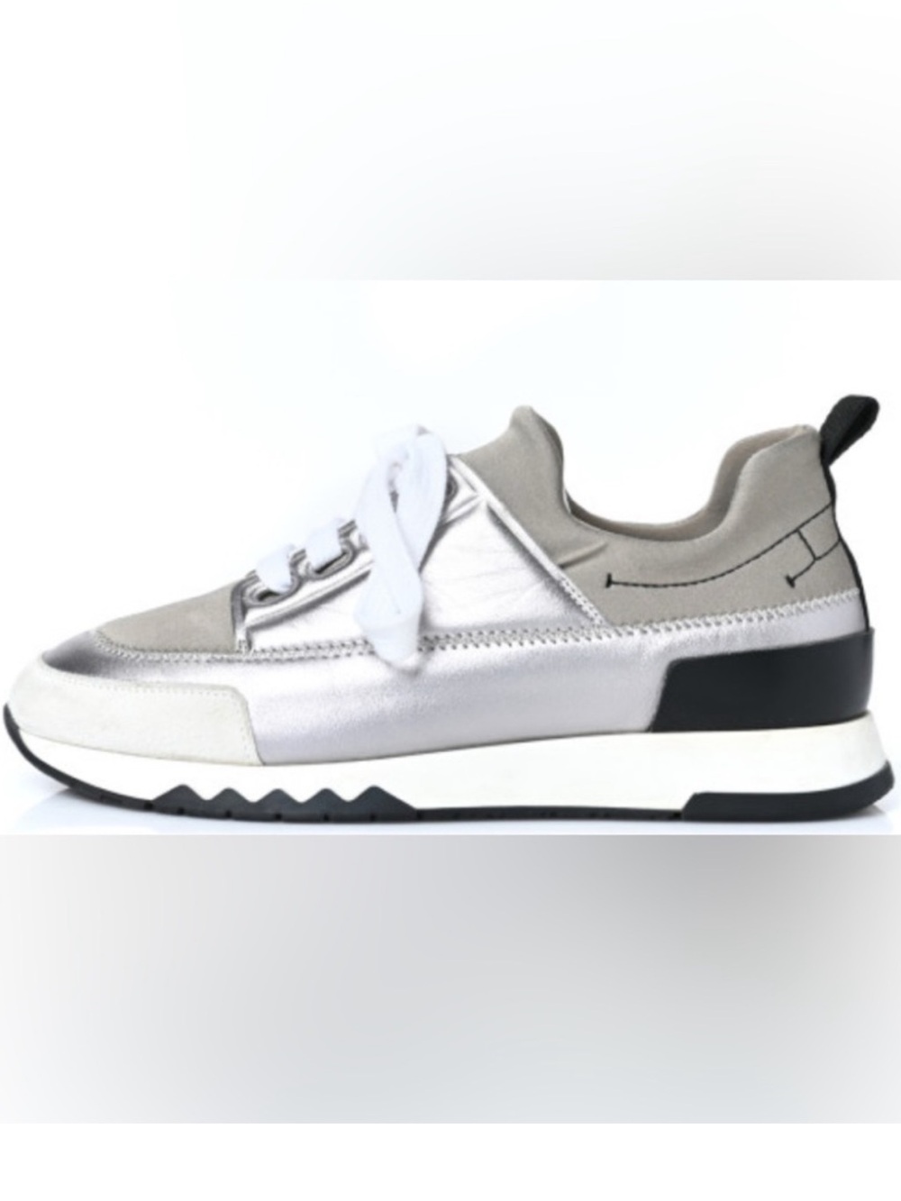 Hermès Stadium Metallic Silver Taupe Sneakers 40